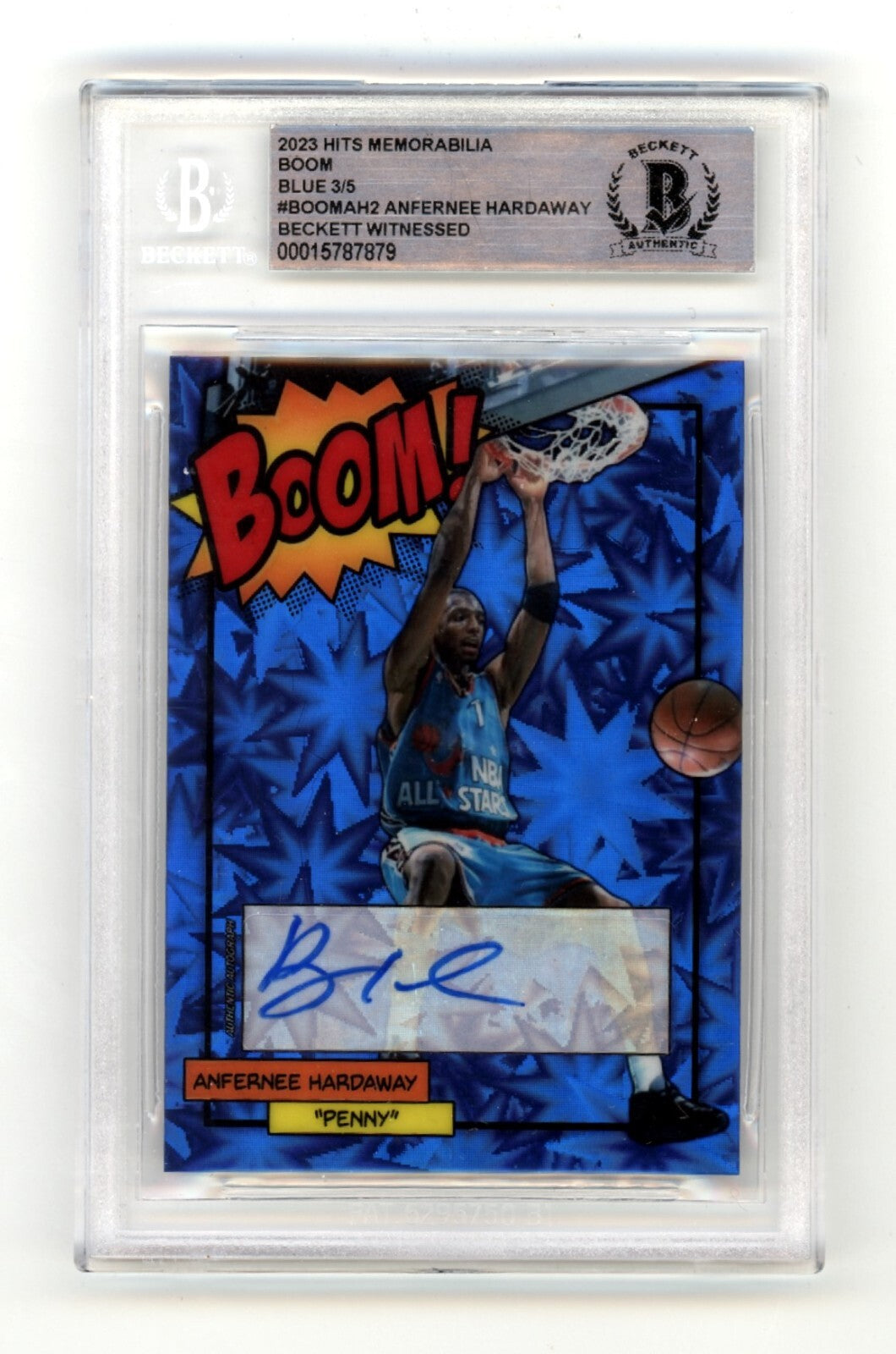 Anfernee Hardaway 2023 Hits Memorabilia BOOM Blue #/5 Signed BGS BAS Auto AS0