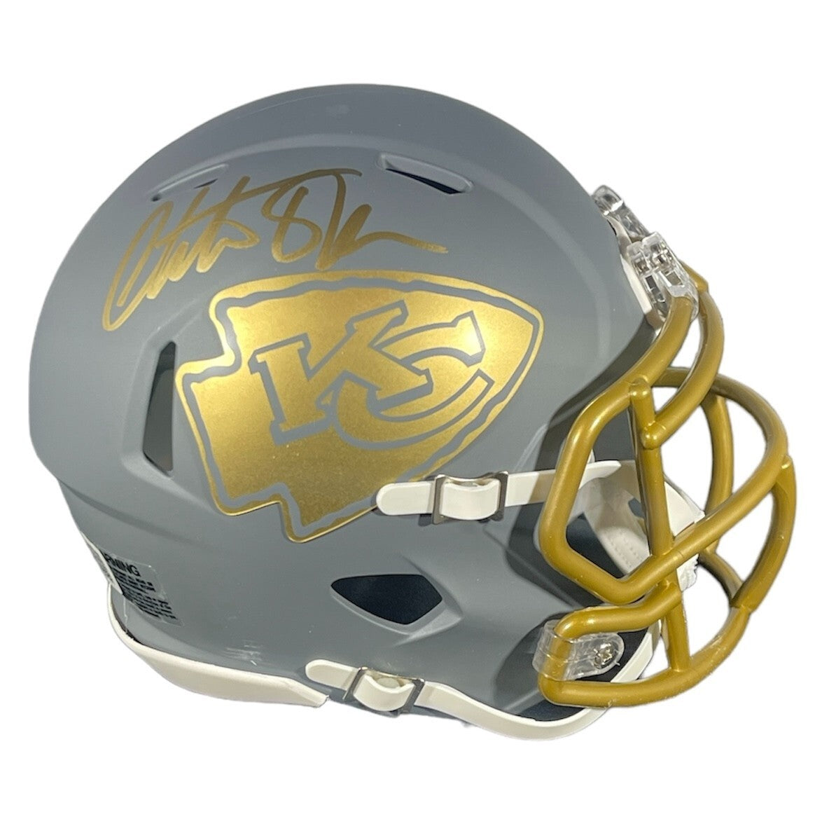 Christian Okoye Signed Kansas City Chiefs Slate Mini Helmet Beckett Wit BAS COA0