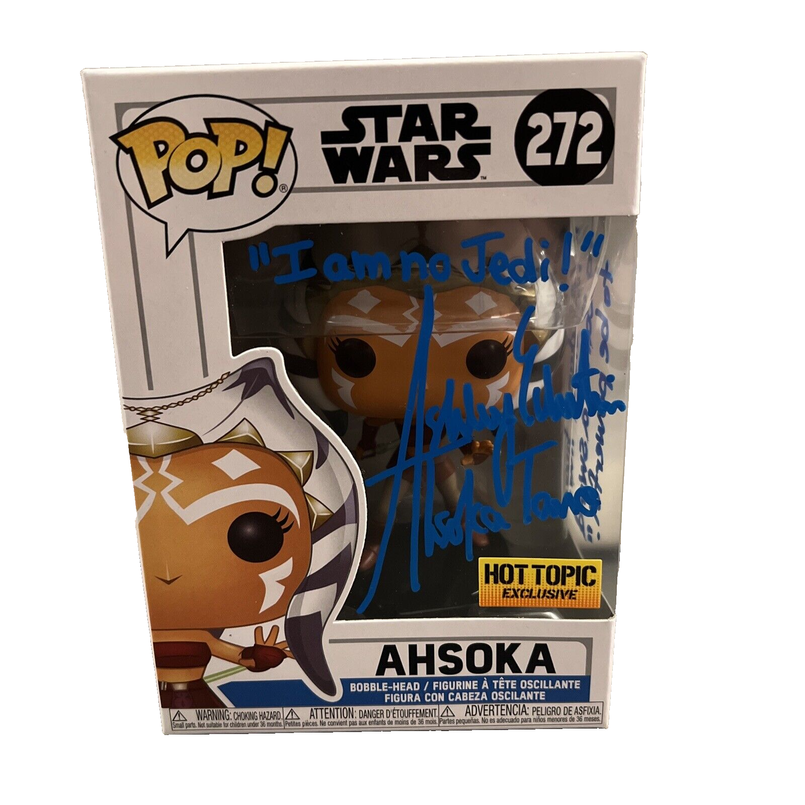 Ashley Eckstein Signed Auto Ahsoka Tano 272 Star Wars Funko Pop w 2 Insc JSA COA1