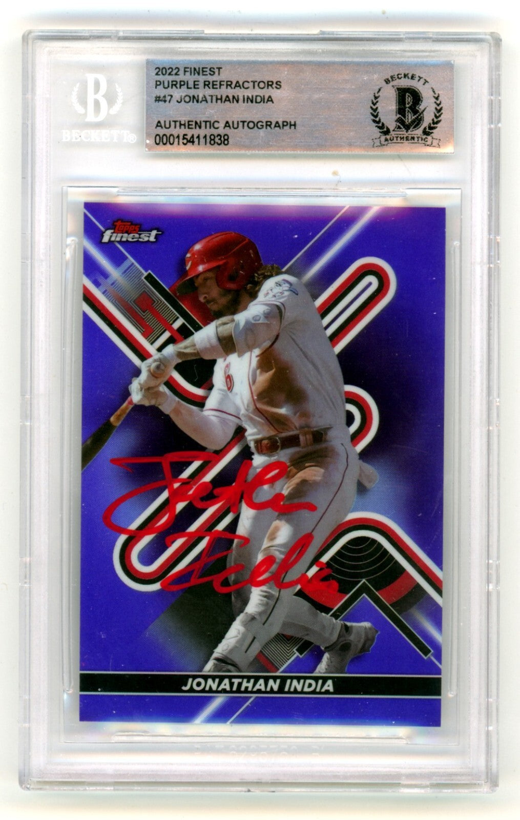 Jonathan India 2022 Topps Finest Purple Refractors #47 Signed /250 BGS BAS Auto0