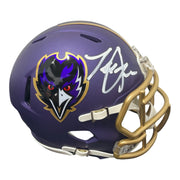 Terrell Suggs Signed Baltimore Ravens ALT Mini Helmet Beckett Witness BAS COA0