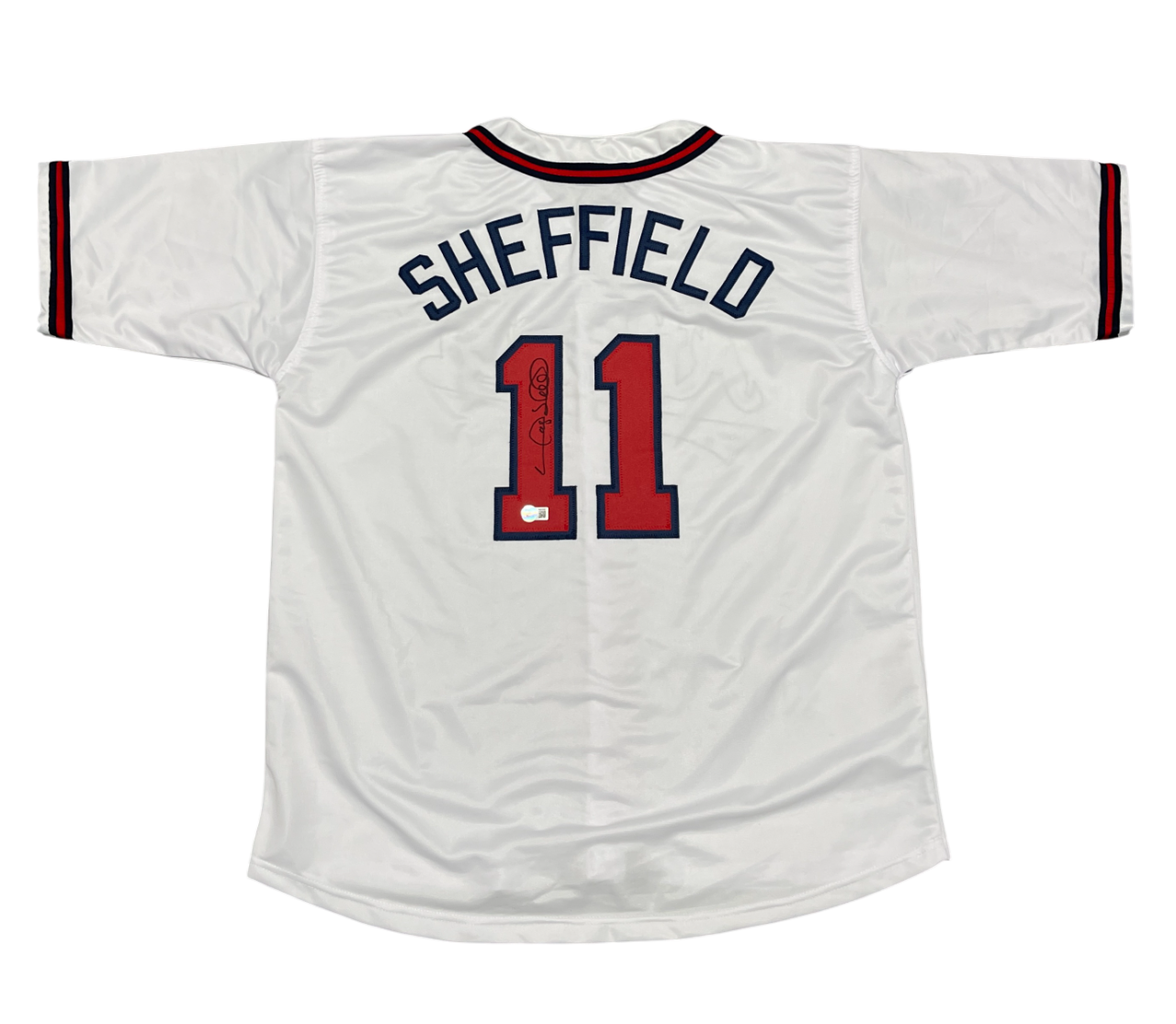 Gary Sheffield Signed Atlanta Braves Custom Jersey Beckett Witness BAS COA0