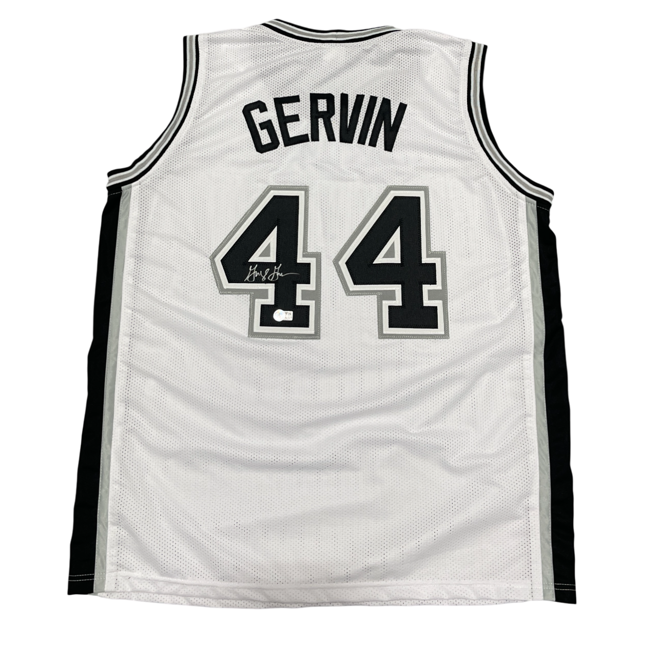 George Gervin Signed San Antonio Spurs Custom Jersey  Beckett Witness BAS COA0