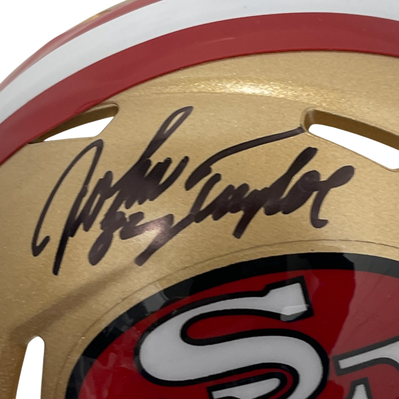 John Taylor Signed San Francisco 49ers TB Mini Helmet Beckett Witness BAS COA1