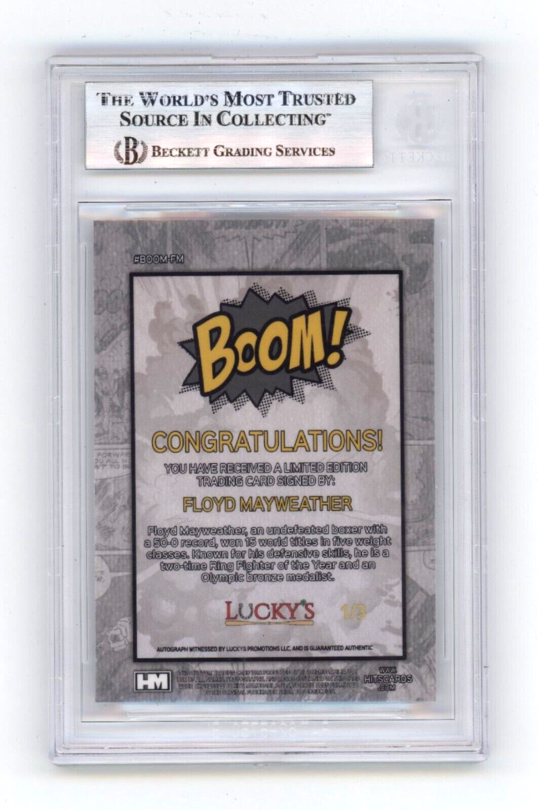 Floyd Mayweather Jr. 2024 Hits Memorabilia BOOM Silver #/3 Signed BGS BAS Auto1