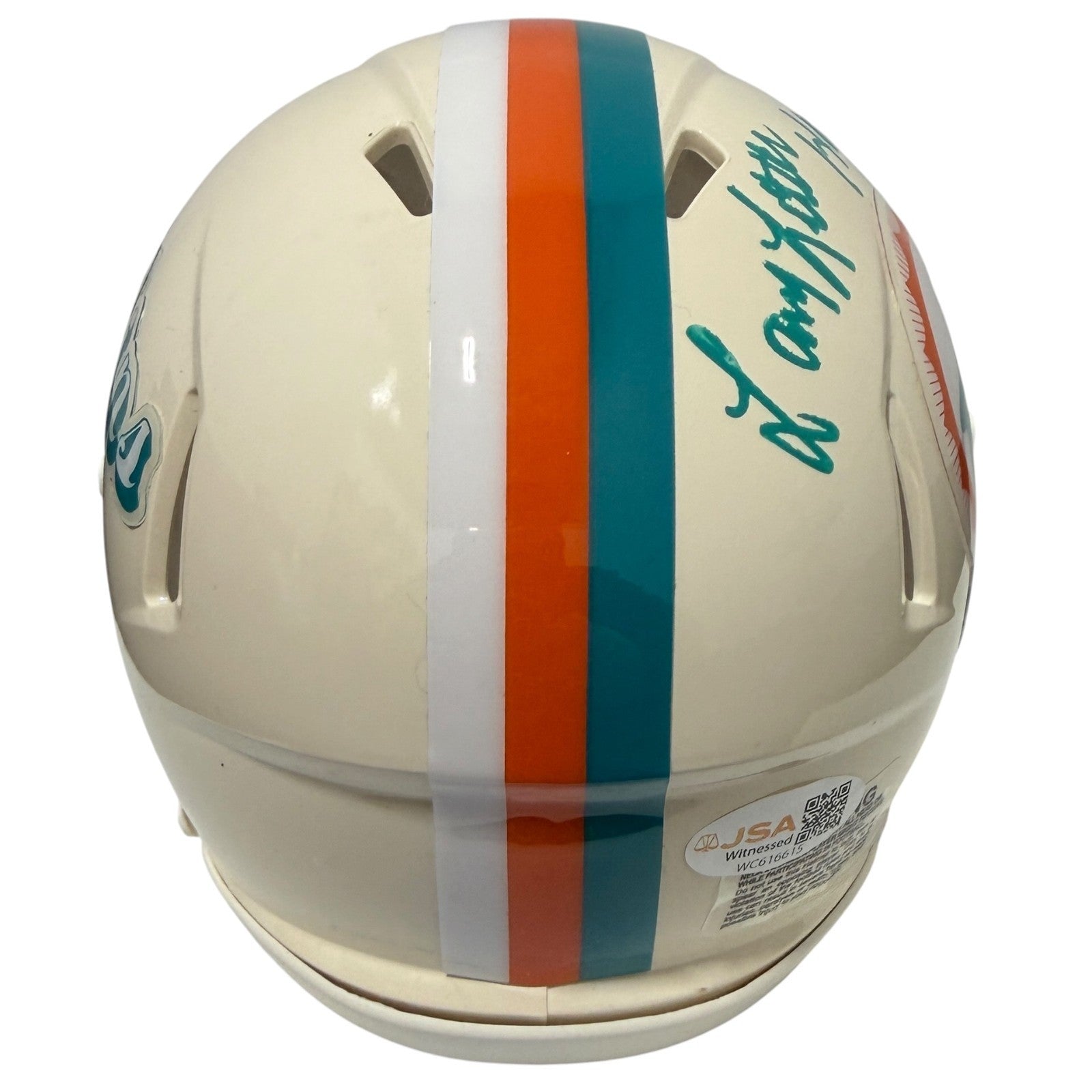 Larry Little Signed Miami Dolphins Retro Mini Helmet w/ HOF 93 JSA Witness COA2