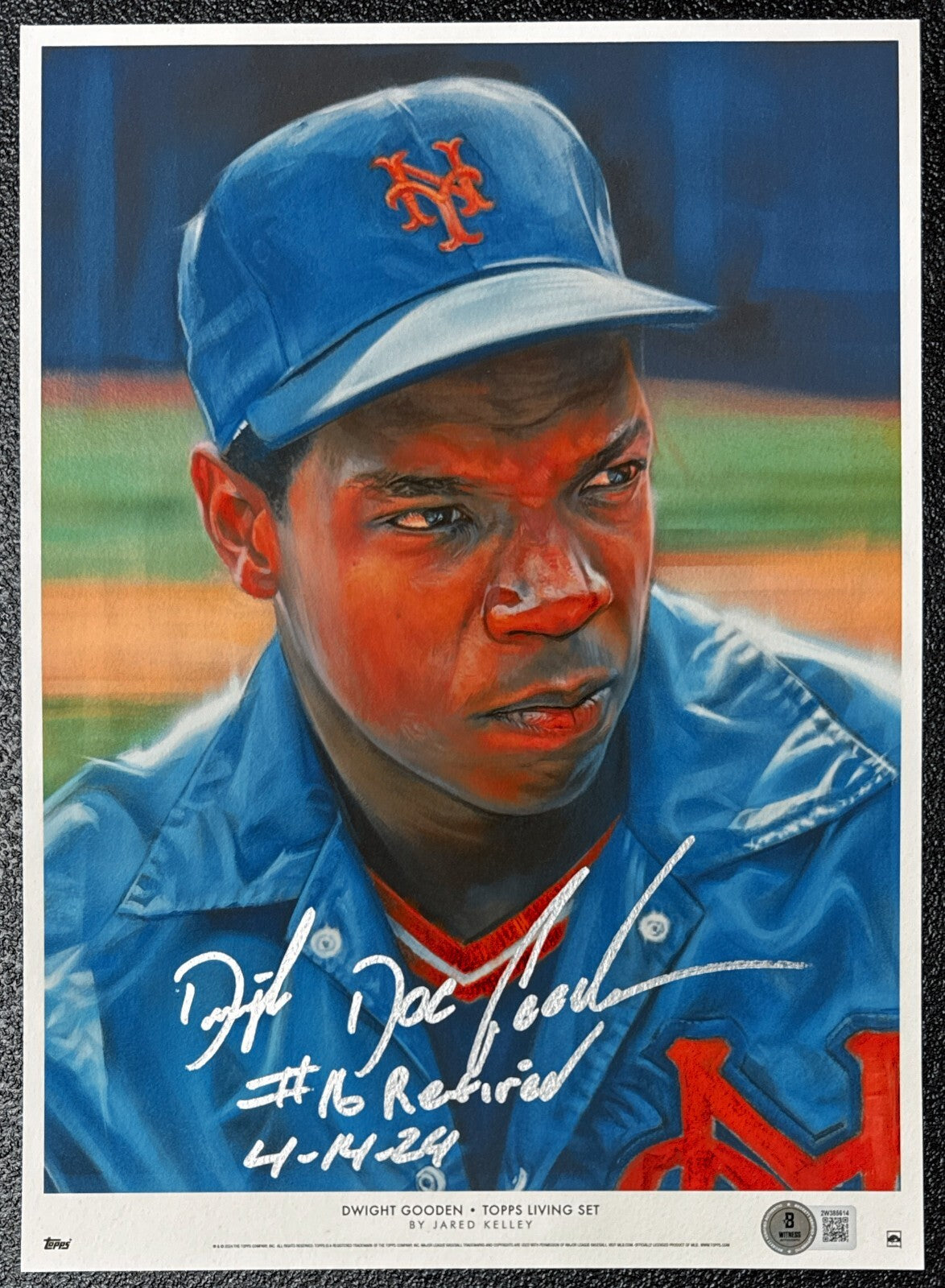 Doc Gooden Signed Auto 10x14 Topps Living Art Print #16 Retired Beckett BAS COA0