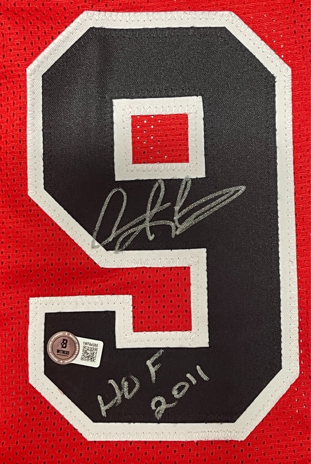 Dennis Rodman Signed Bulls Custom Red Jersey w/ HOF 11 Beckett Wit BAS COA1
