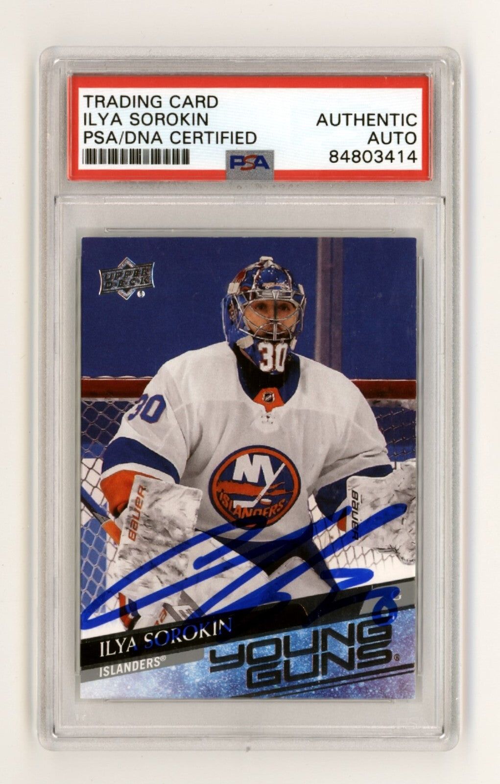 Ilya Sorokin 2020-21 Upper Deck Young Guns #461 Rookie RC Signed PSA Auto1