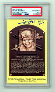 Frank Thomas Signed Yellow HOF Plaque Post Card w/ HOF 14 Insc. PSA White Sox0