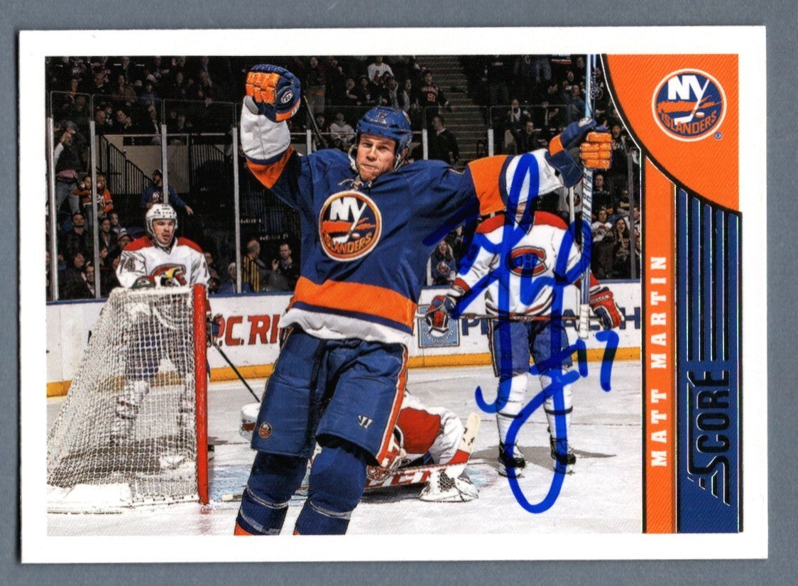 Matt Martin Signed 2013-14 Panini Score Hockey #323 LSCM COA New York Islanders0