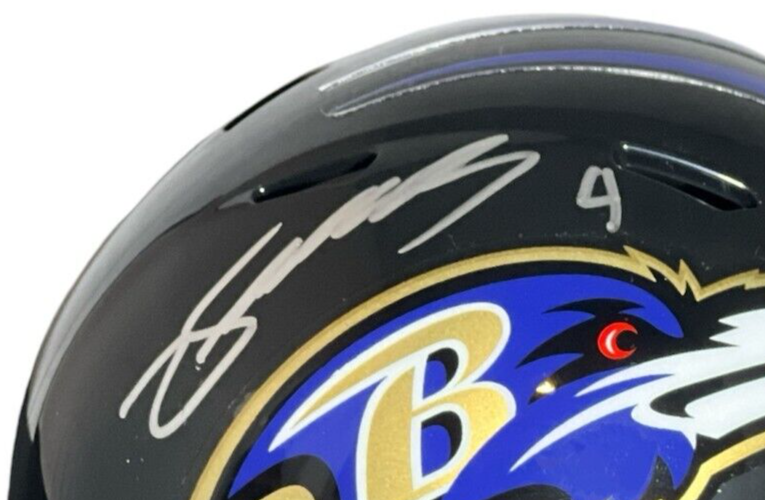 Zay Flowers Signed Baltimore Ravens Speed Mini Helmet JSA Witness COA1