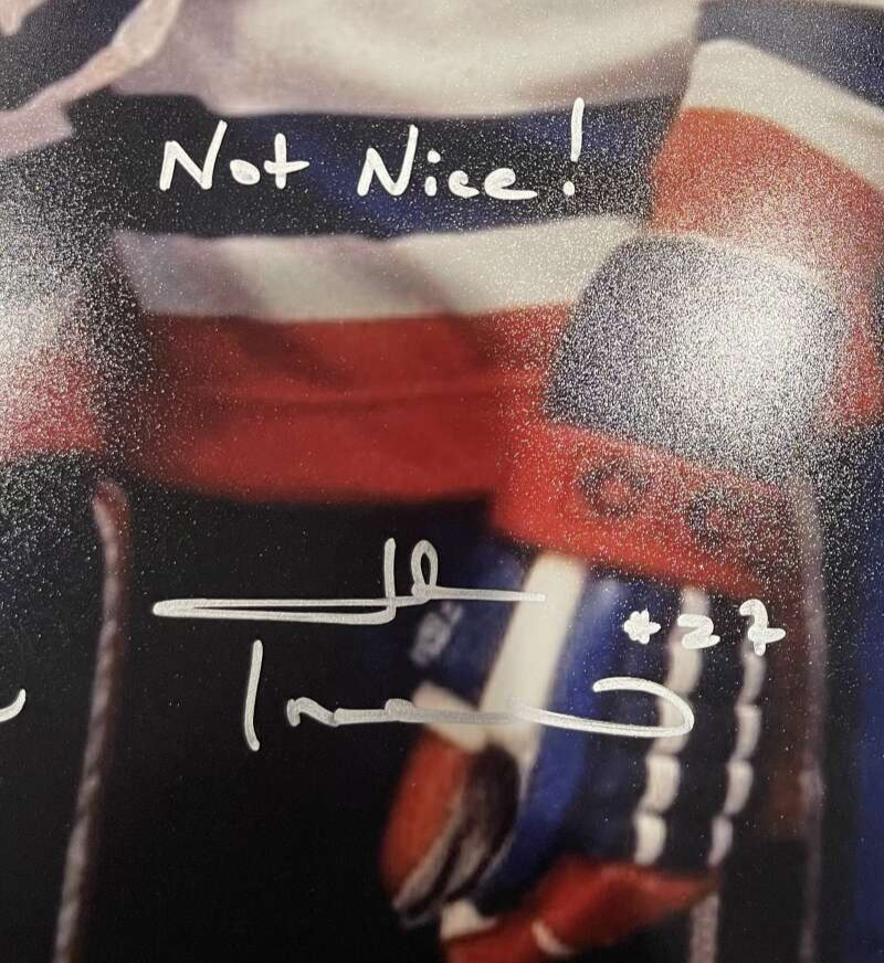 Bryan Trottier & John Tonelli Dual Signed 11x14 Photo Middle Finger FU PSA COA2