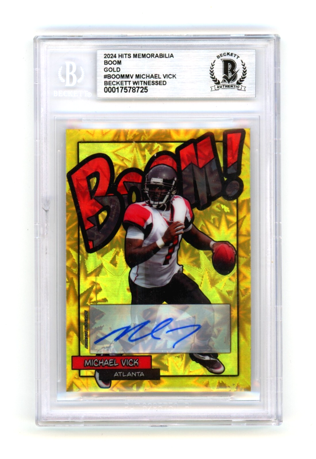 Michael Vick 2024 Hits Memorabilia BOOM Gold JSY # 7/10 Signed BGS BAS Auto0
