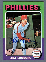 Jim Lonborg Signed 1975 Topps Mini #94 LSCM COA Philadelphia Phillies0