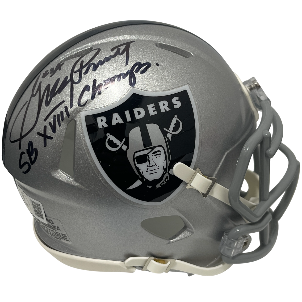 Greg Pruitt Signed Raiders Speed Mini Helmet w/ SB XVIII Champ Beckett W BAS COA0