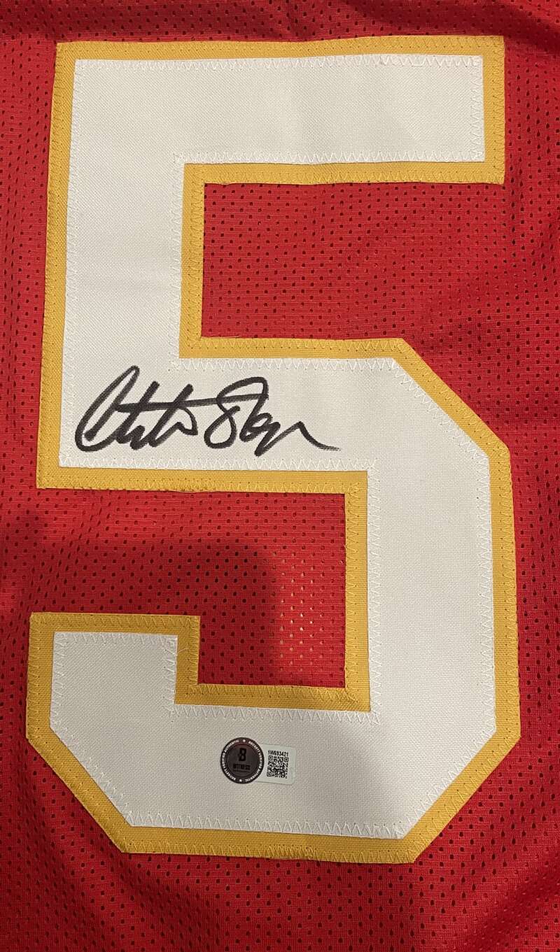 Christian Okoye Signed Kansas City Chiefs Custom Jersey Beckett Witness BAS COA1