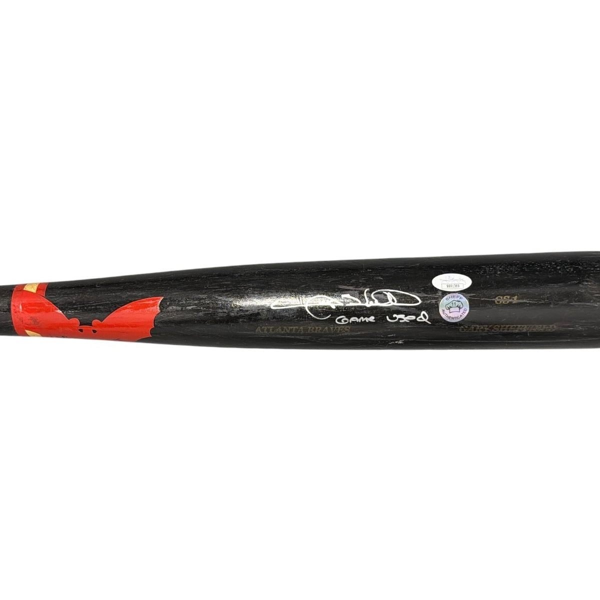 Gary Sheffield Signed Game Used Sam Bat Black Bat JSA COA Braves A0