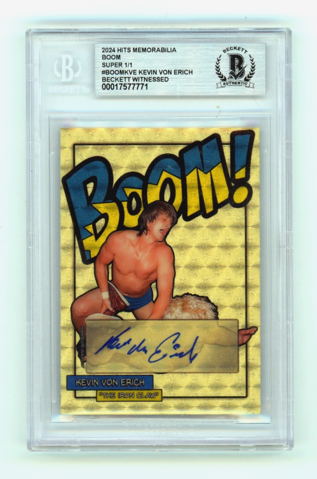 Kevin Von Erich 2024 Hits Memorabilia BOOM Super 1/1 Signed BGS BAS Auto0