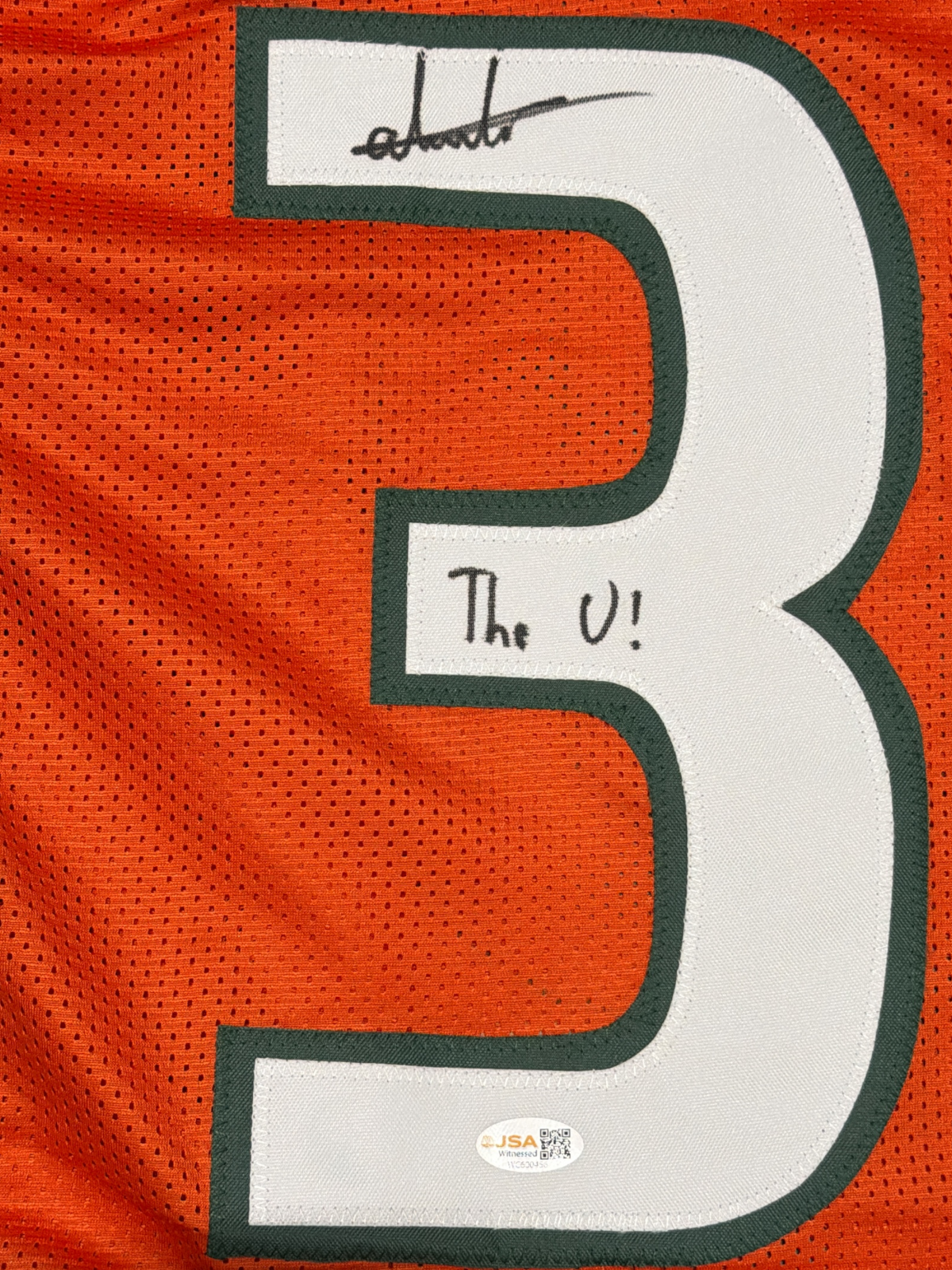 Andres Borregales Signed Miami Hurricanes Custom Jersey w/ The U! JSA WIT COA1