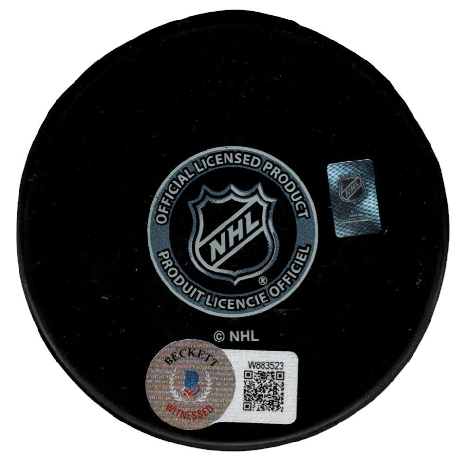 Billy Smith Signed New York Islanders Puck w/ Battlin Billy Beckett Wit BAS COA1