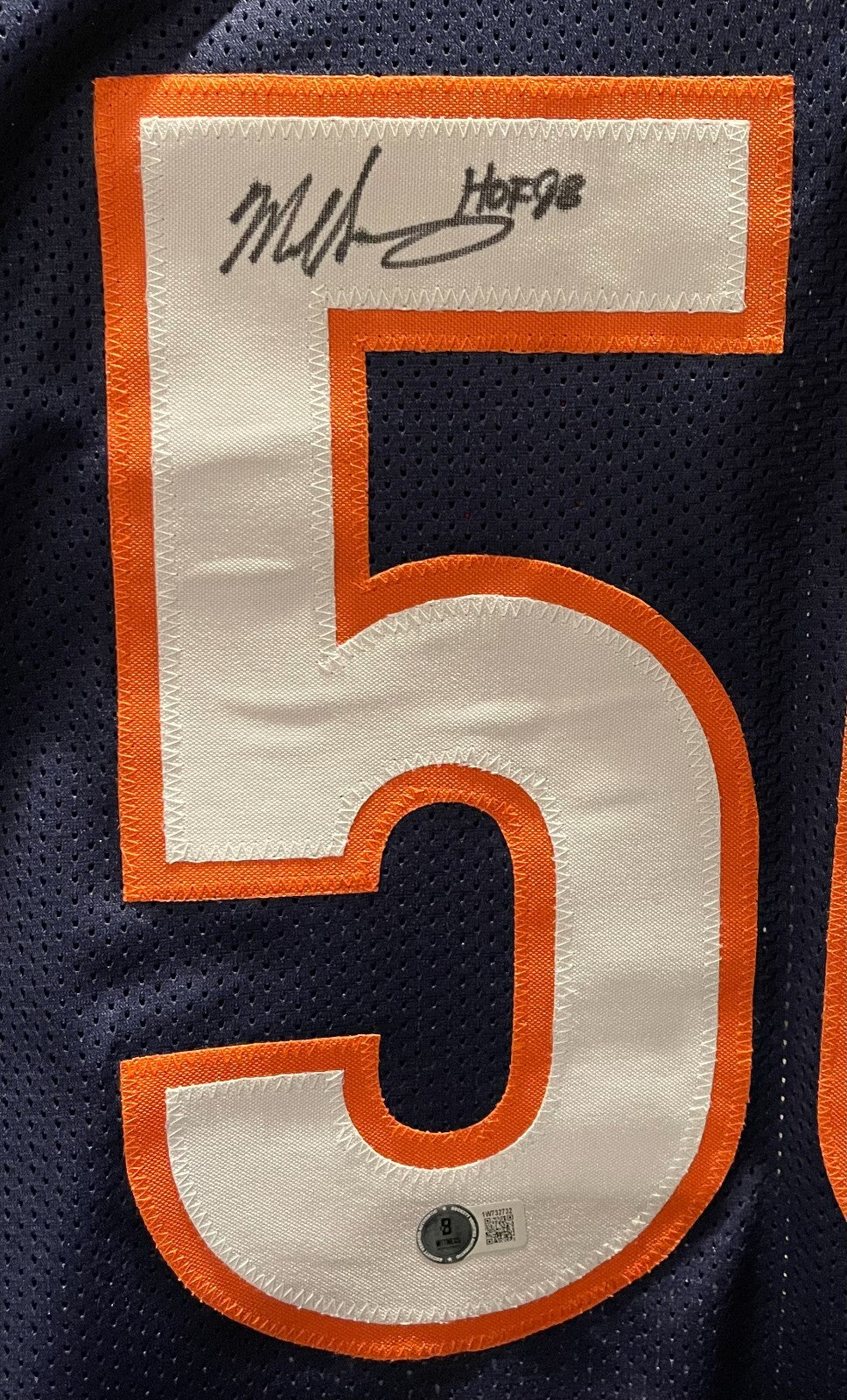 Mike Singletary Signed Chicago Bears Custom Jersey w/ HOF 98 Beckett Wit BAS COA1