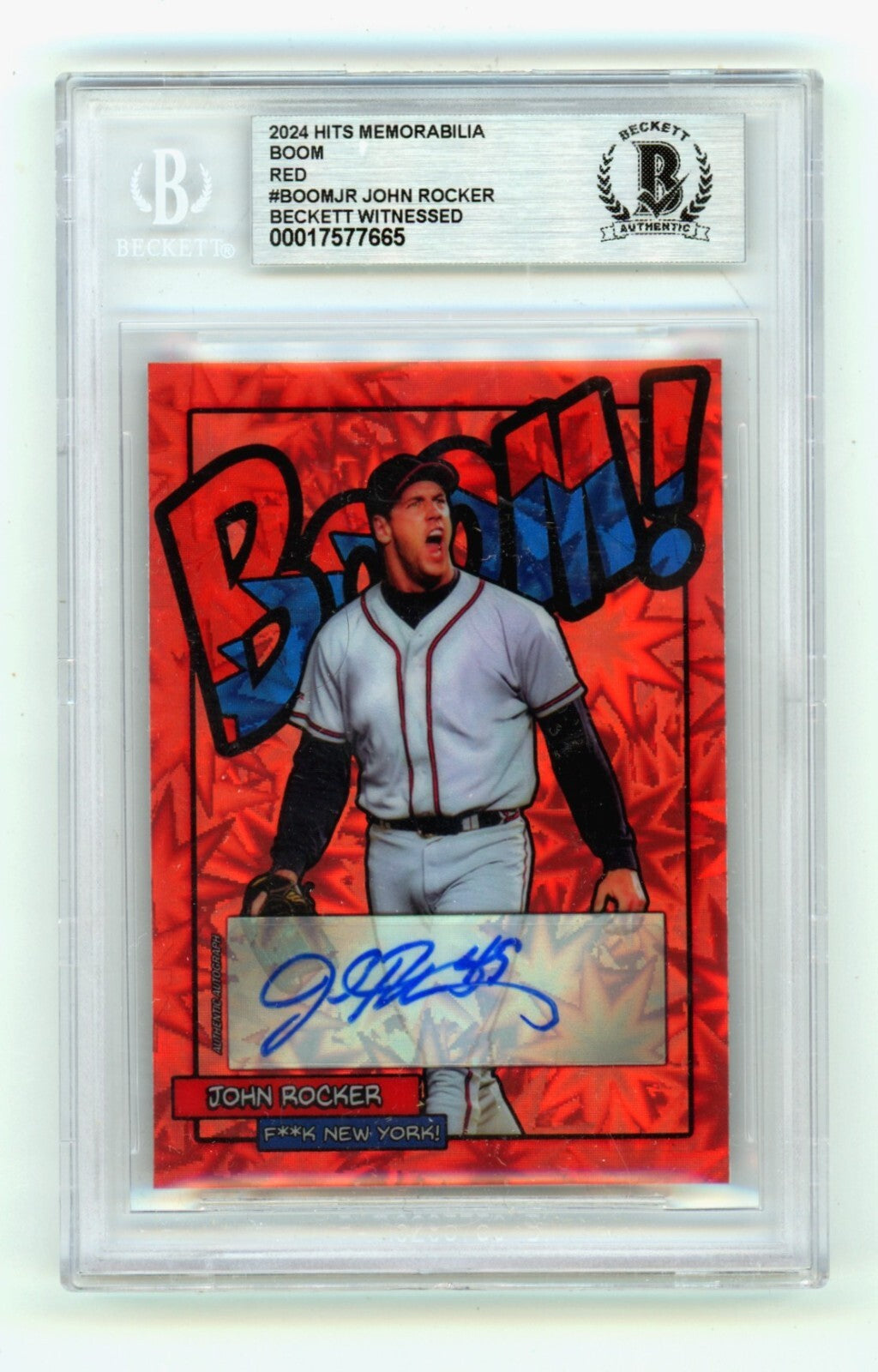 John Rocker 2024 Hits Memorabilia BOOM Red /5 Signed BGS BAS Auto Atlanta Braves0
