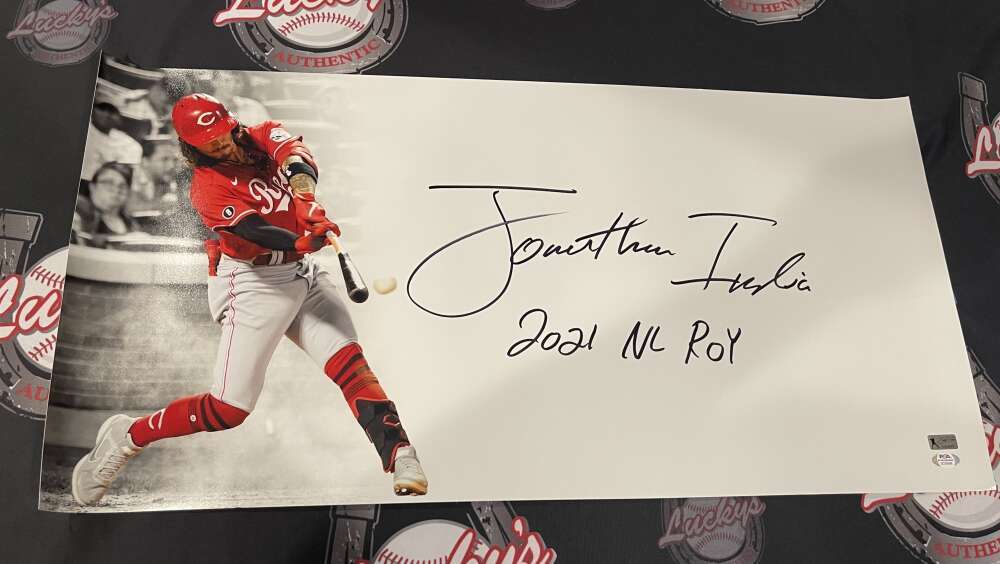 Jonathan India Signed Auto Autographed 30x15 Photo Print #2 PSA COA ROY Reds0