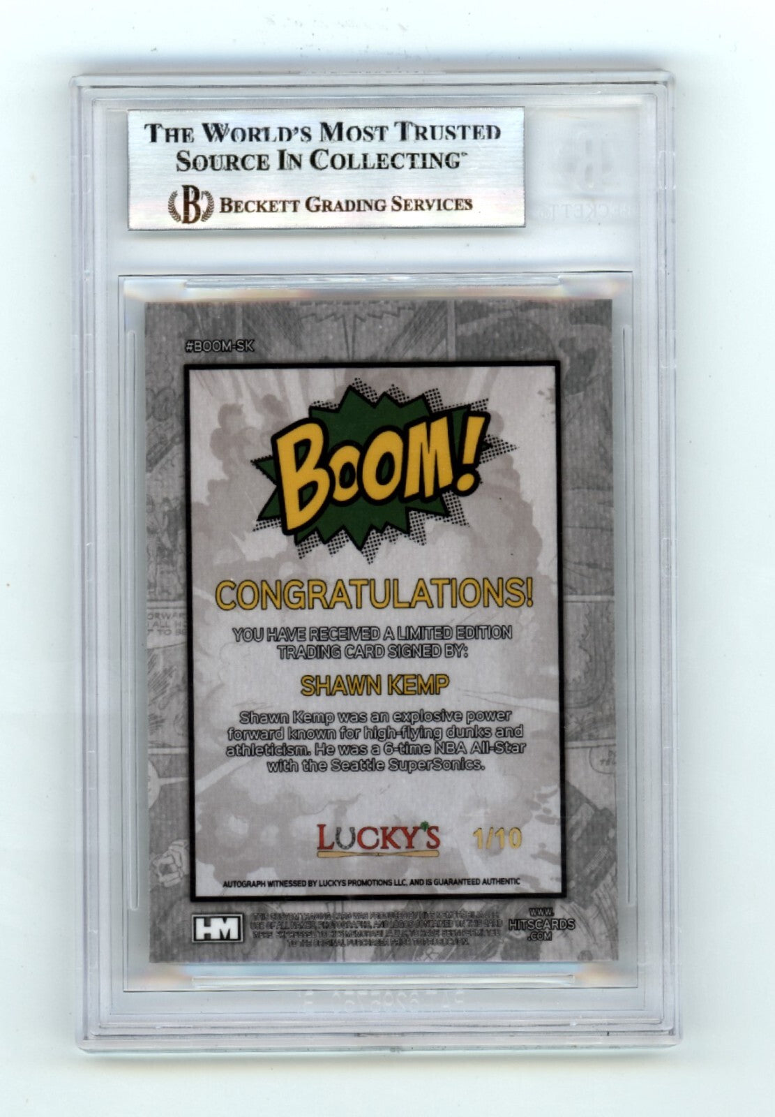 Shawn Kemp 2024 Hits Memorabilia BOOM Gold #/10 Signed BGS BAS Auto Sonics1