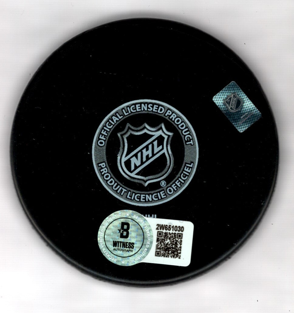 Tim Thomas Signed Auto Boston Bruins Puck w/ 4x All Star Beckett Witness BAS COA1