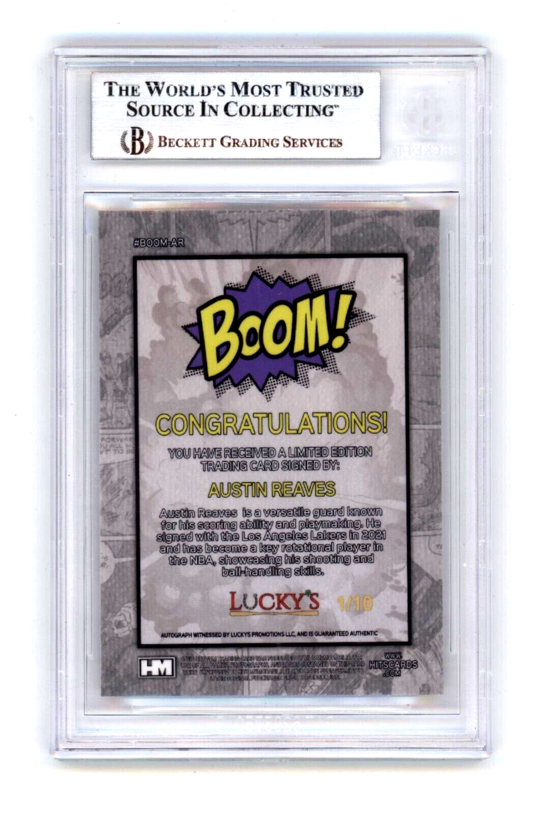 Austin Reaves 2024 Hits Memorabilia BOOM Gold #/10 Signed BGS BAS Auto Lakers1