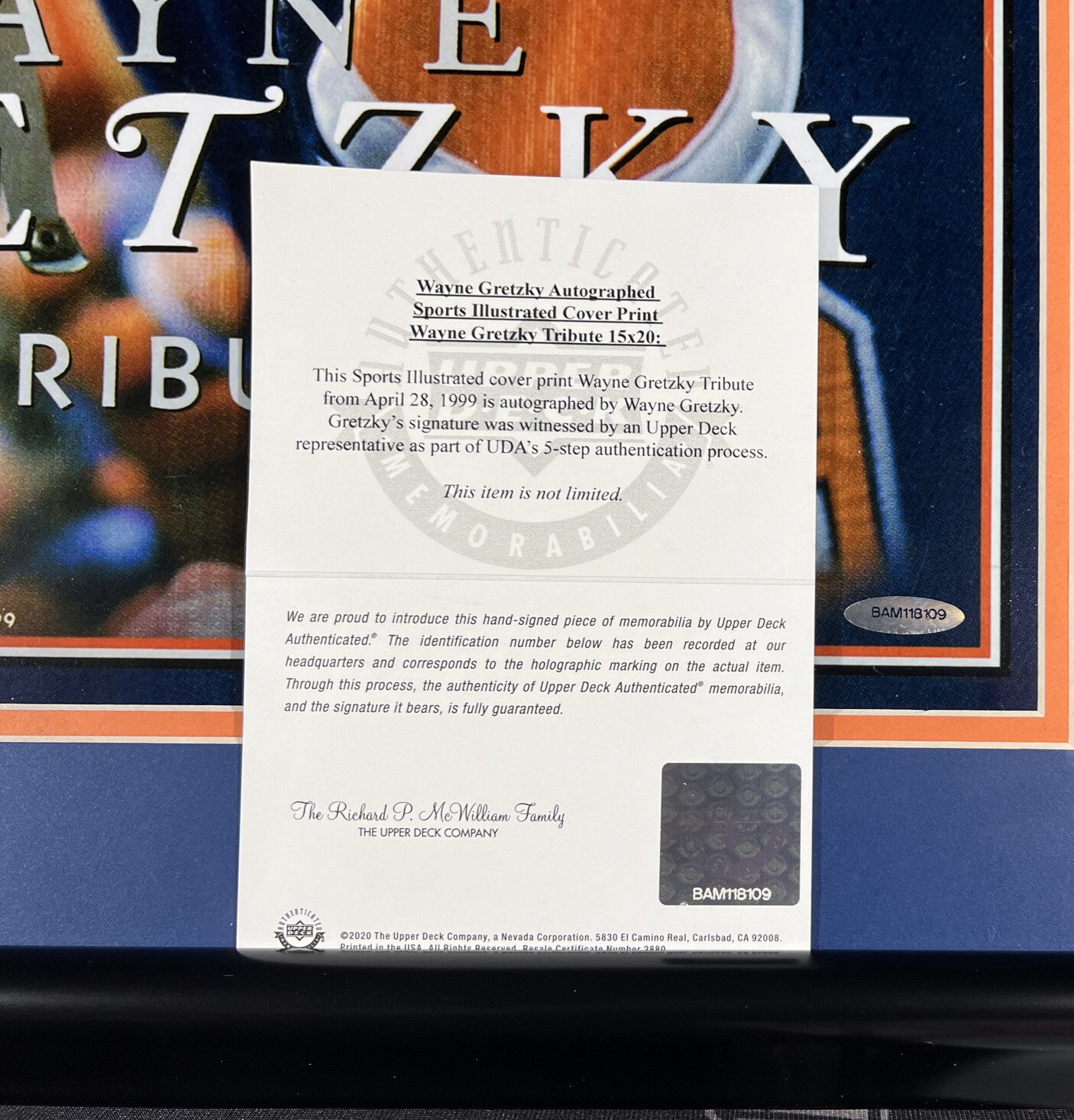 Wayne Gretzky Signed Framed 16x20 Photo SI Tribute UDA COA Edmonton Oilers3