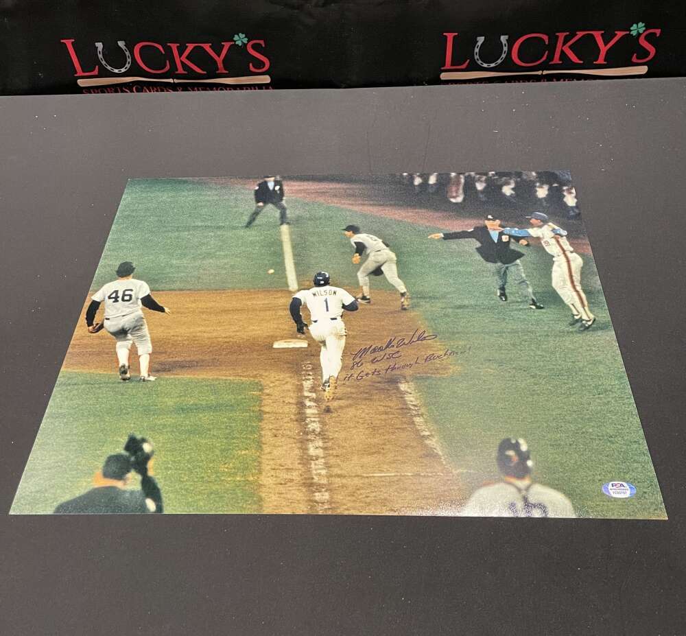 Mookie Wilson Signed Auto 16x20 Photo PSA COA IT GETS THROUGH BUCKNER 86 WSC0