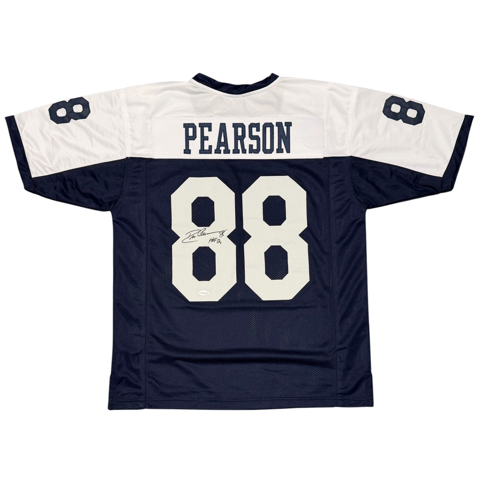 Drew Pearson Signed Dallas Cowboys Custom TB Jersey w/ HOF 21 JSA Witness COA0