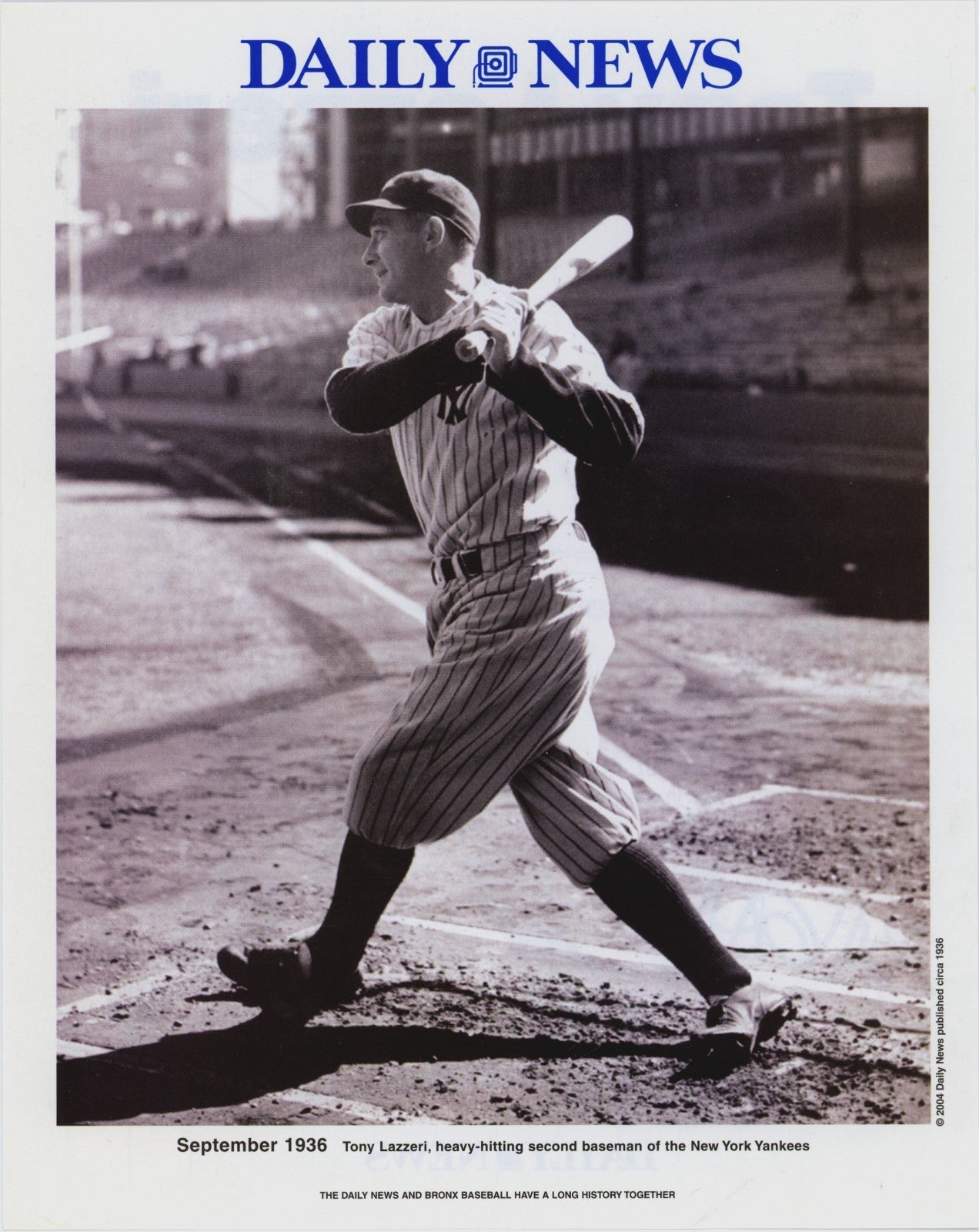 Bill Gallo Signed Autographed Daily News Tony Lazzeri Litho Print 8x10 JSA COA1