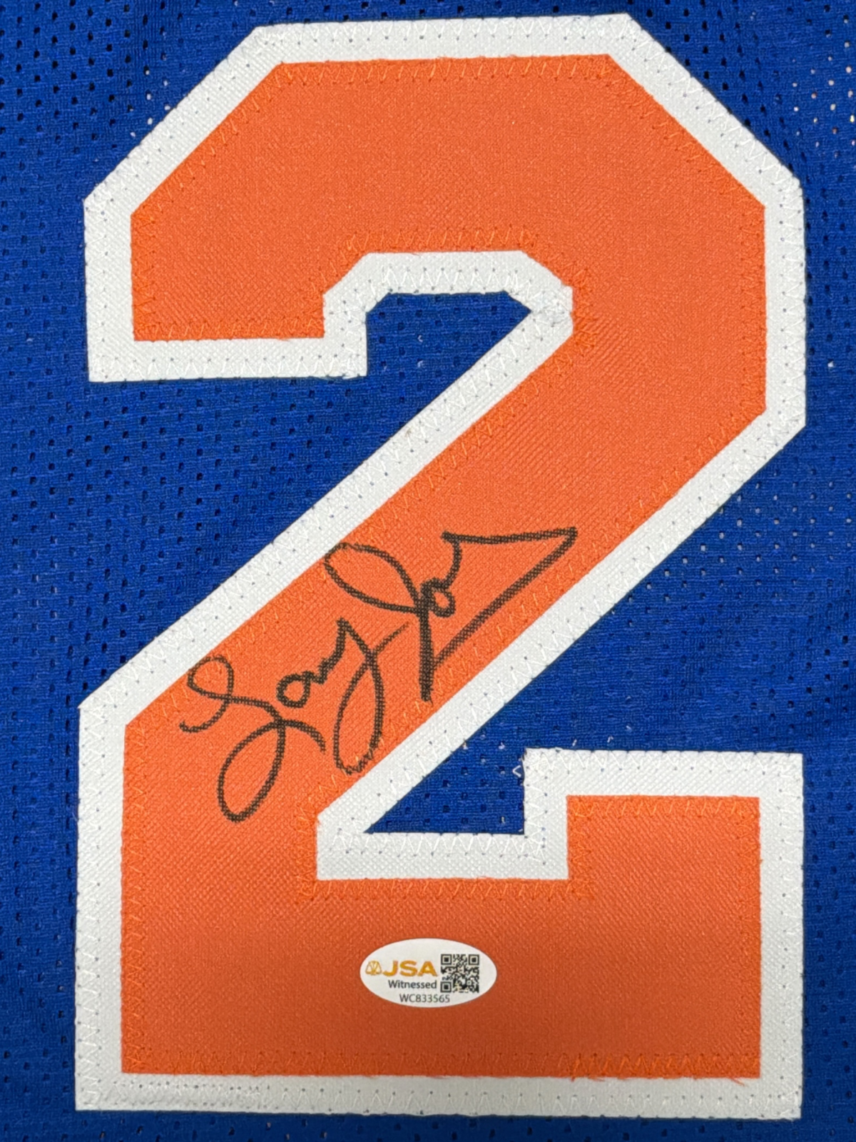 Larry Johnson Signed Autographed New York Knicks Custom Jersey JSA Witness COA1