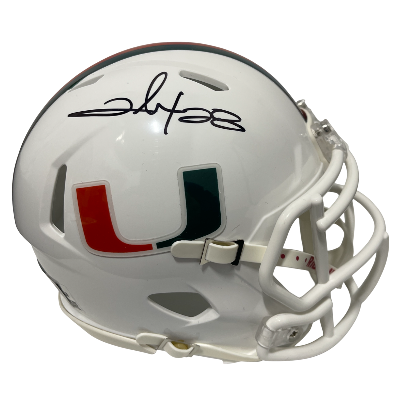 Clinton Portis Signed Auto Miami U Speed Mini Helmet Beckett Witness BAS COA0