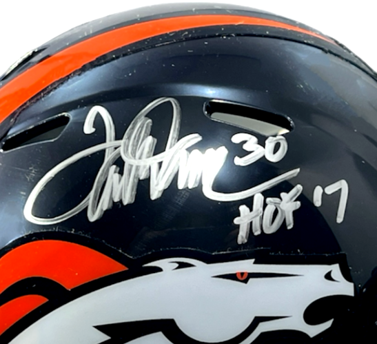Terrell Davis Signed Denver Broncos Speed Mini Helmet w HOF JSA Witness COA1