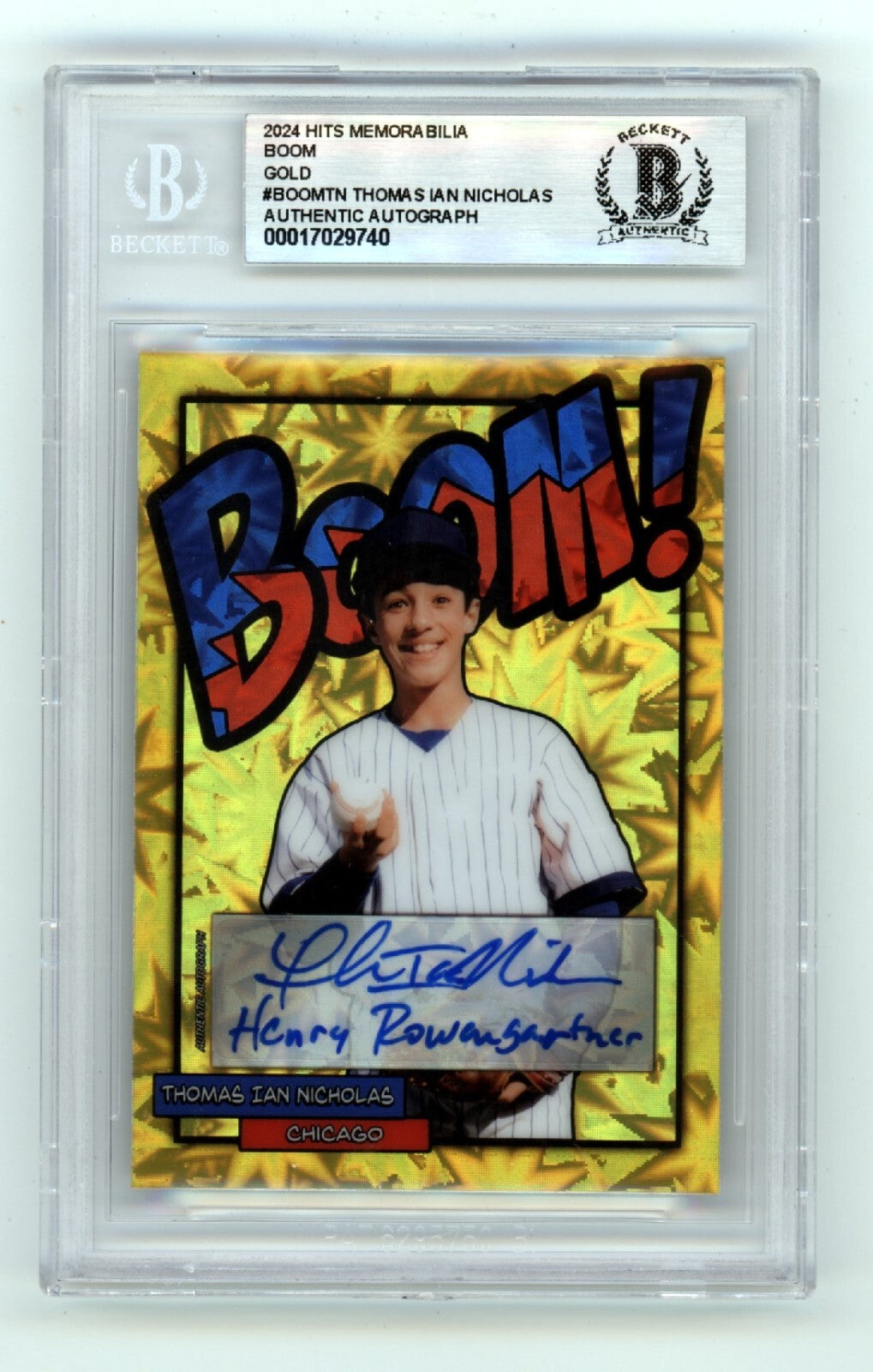Thomas Ian Nicholas 2024 Hits Memorabilia BOOM Gold /10 Signed BGS BAS Auto Cubs0