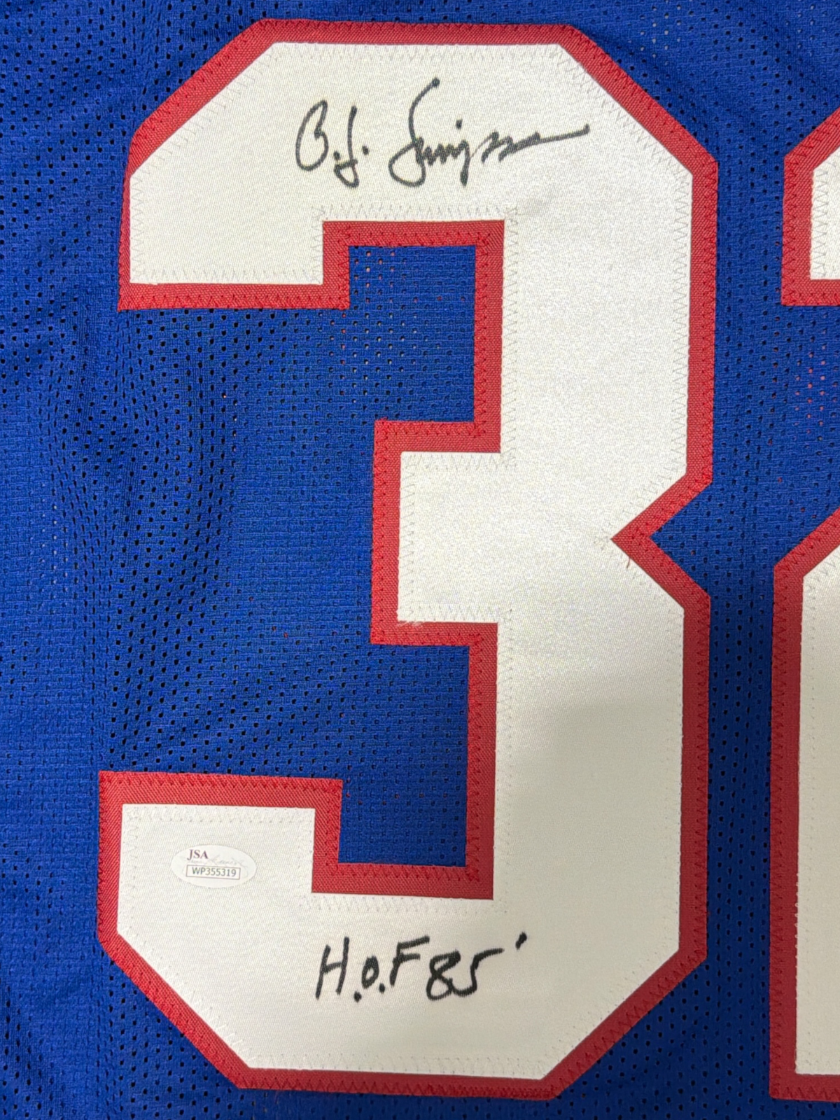 OJ Simpson Signed Autographed Buffalo Bills Custom Jersey w/ HOF 85 JSA COA1