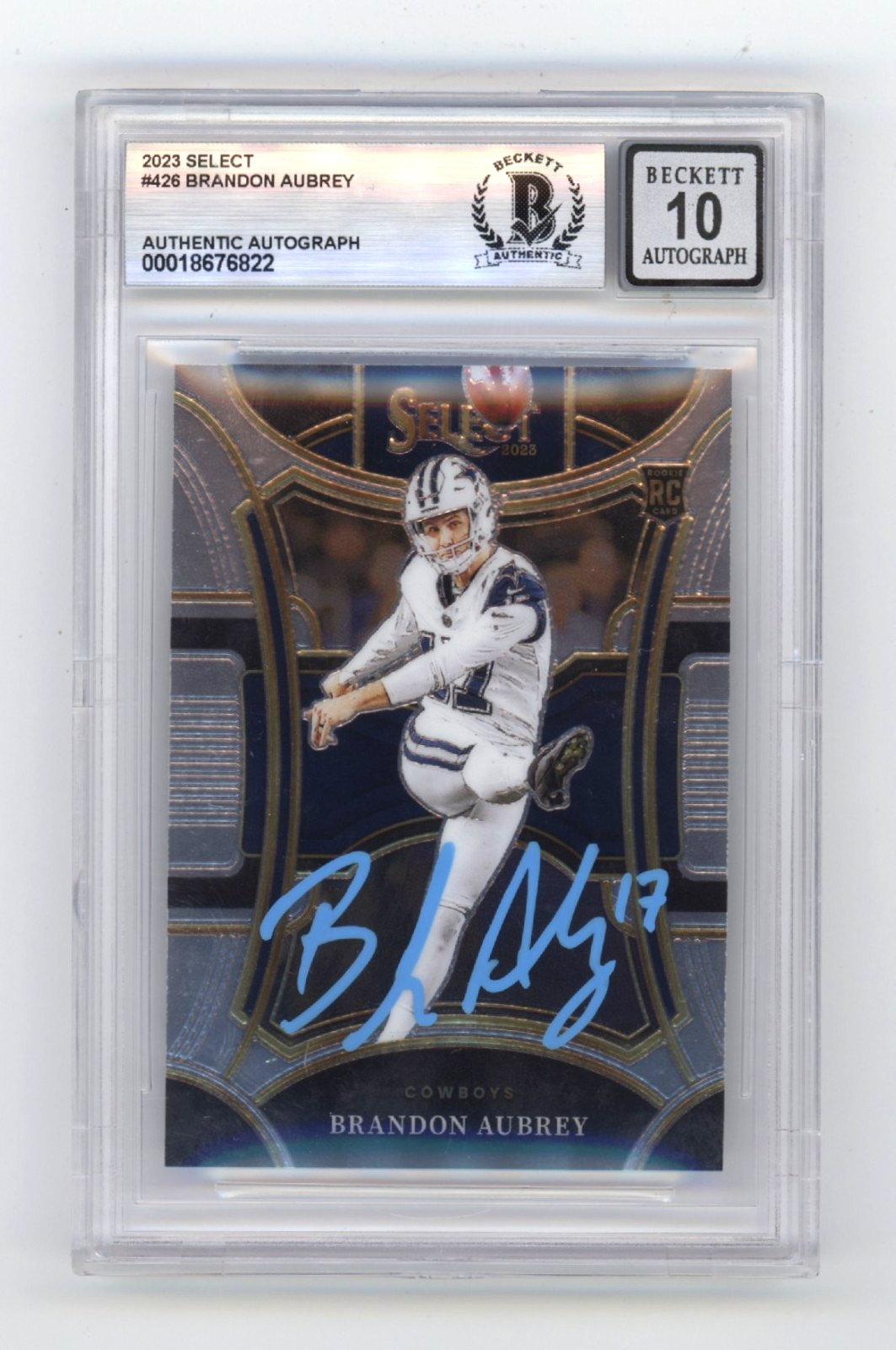 Brandon Aubrey 2023 Panini Select 426 Suite Level RC Signed Beckett BGS 10 Auto0