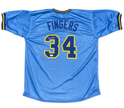 Rollie Fingers Signed Milwaukee Brewers Custom Jersey Beckett Witness BAS COA0