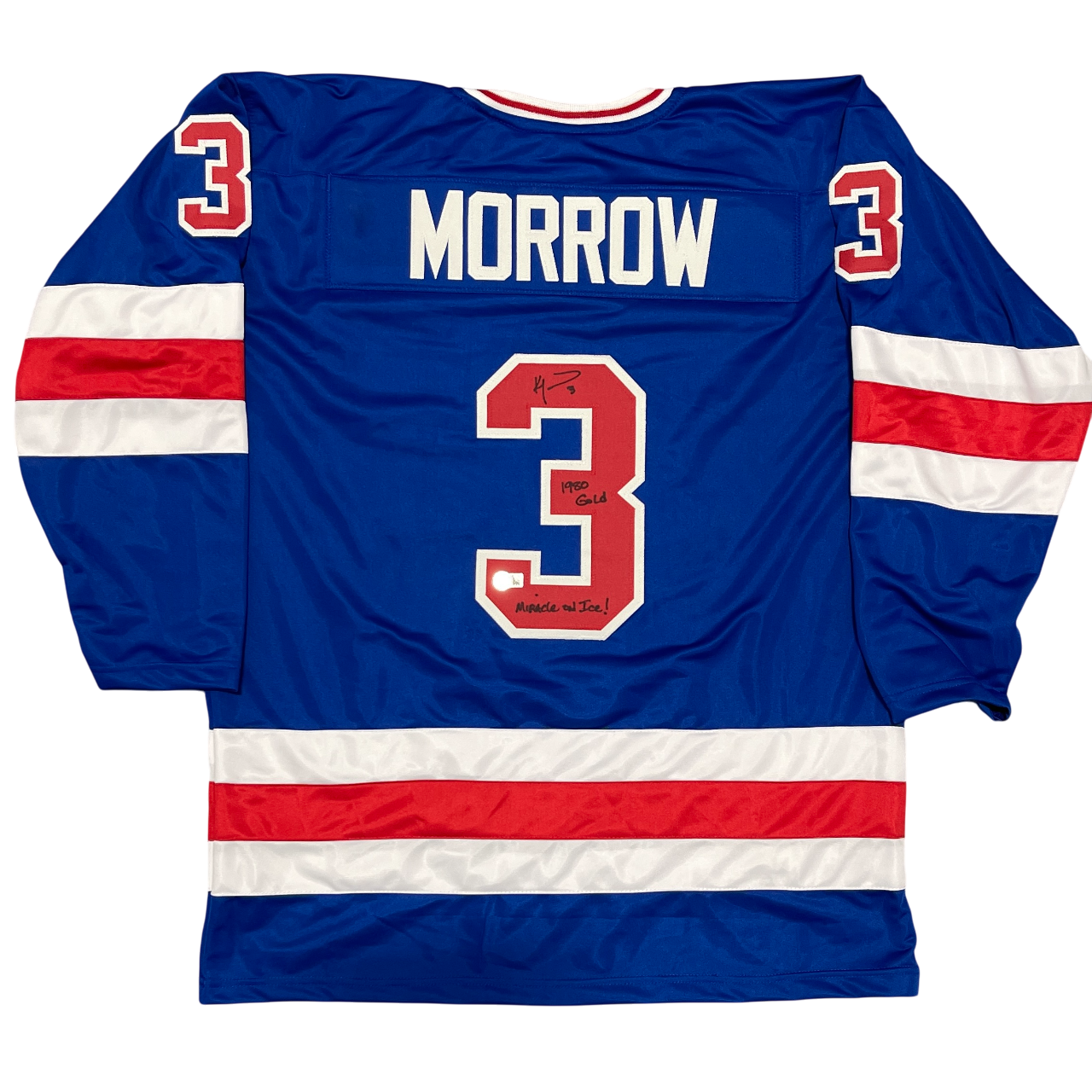 Ken Morrow Signed USA Custom Jersey w 1980 Gold Miracle on Ice Beckett W BAS COA0