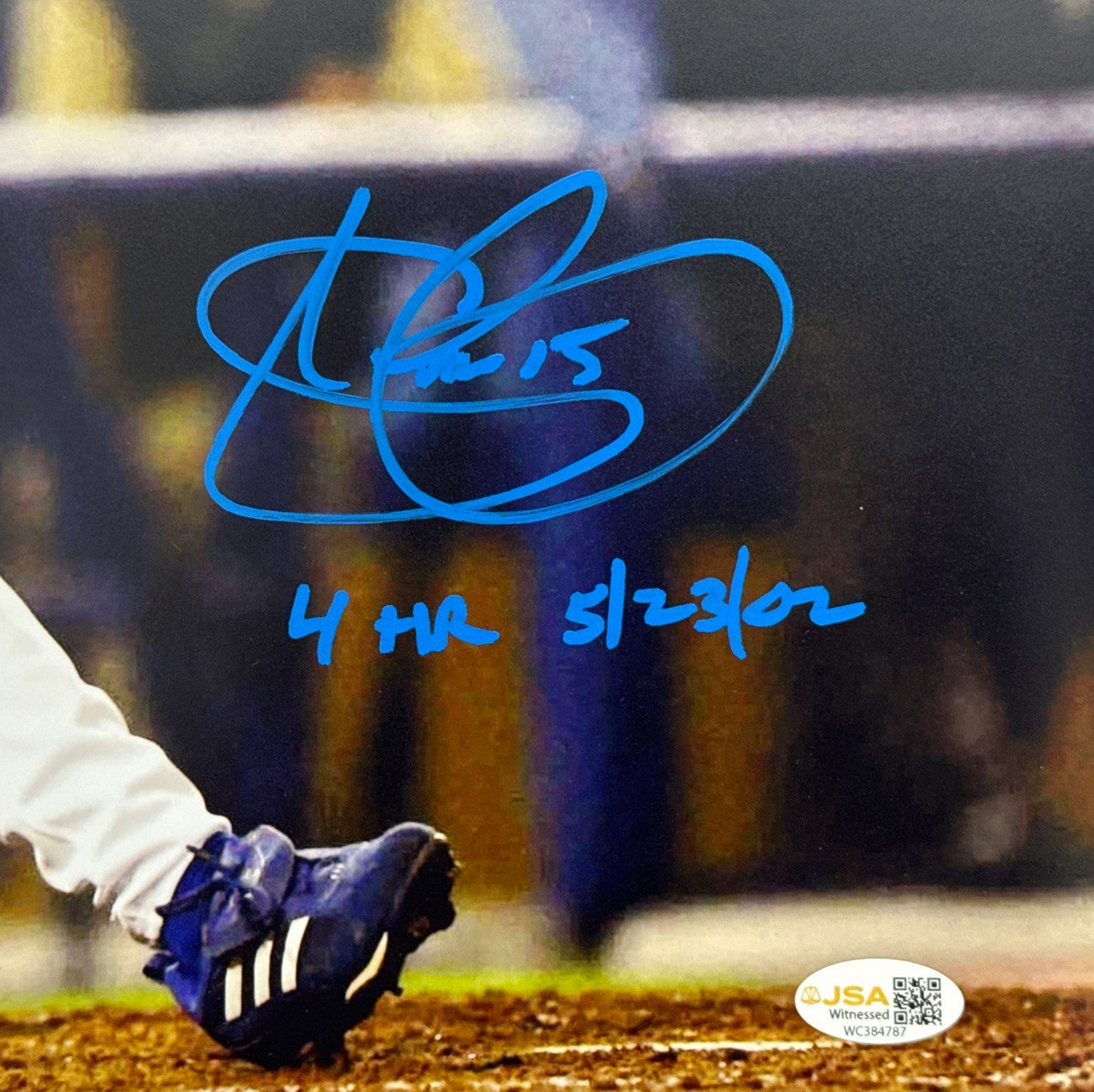 Shawn Green Signed Los Angeles Dodgers 16x20 Photo w/ 4 HR 5/23/02 JSA Wit COA1