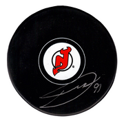 Dawson Mercer Signed Autographed New Jersey Devils Logo Puck JSA Witness COA0