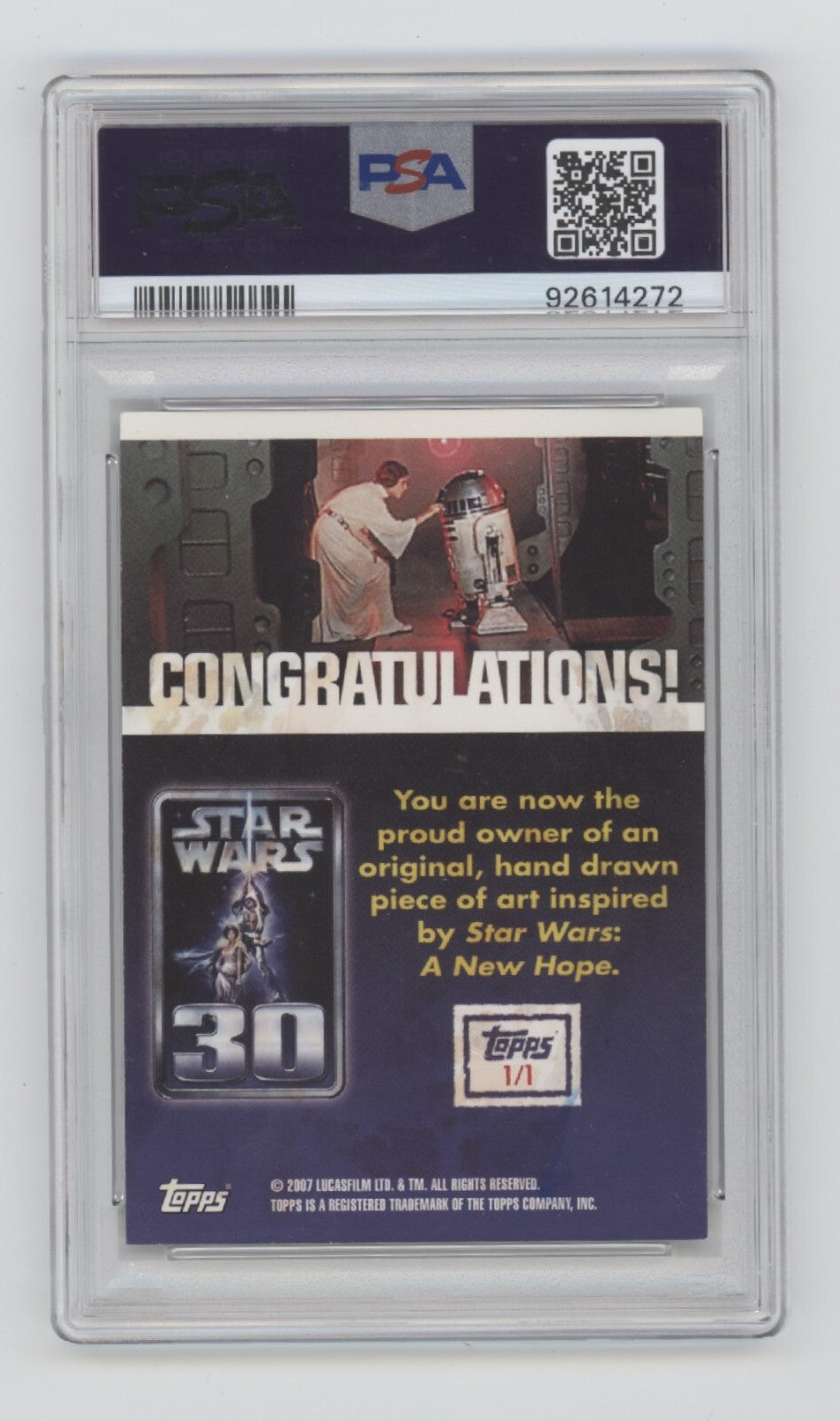 Mark Hamill Signed 2007 Topps Star Wars 30th Sketch by Joe Corroney PSA Auto 1/11