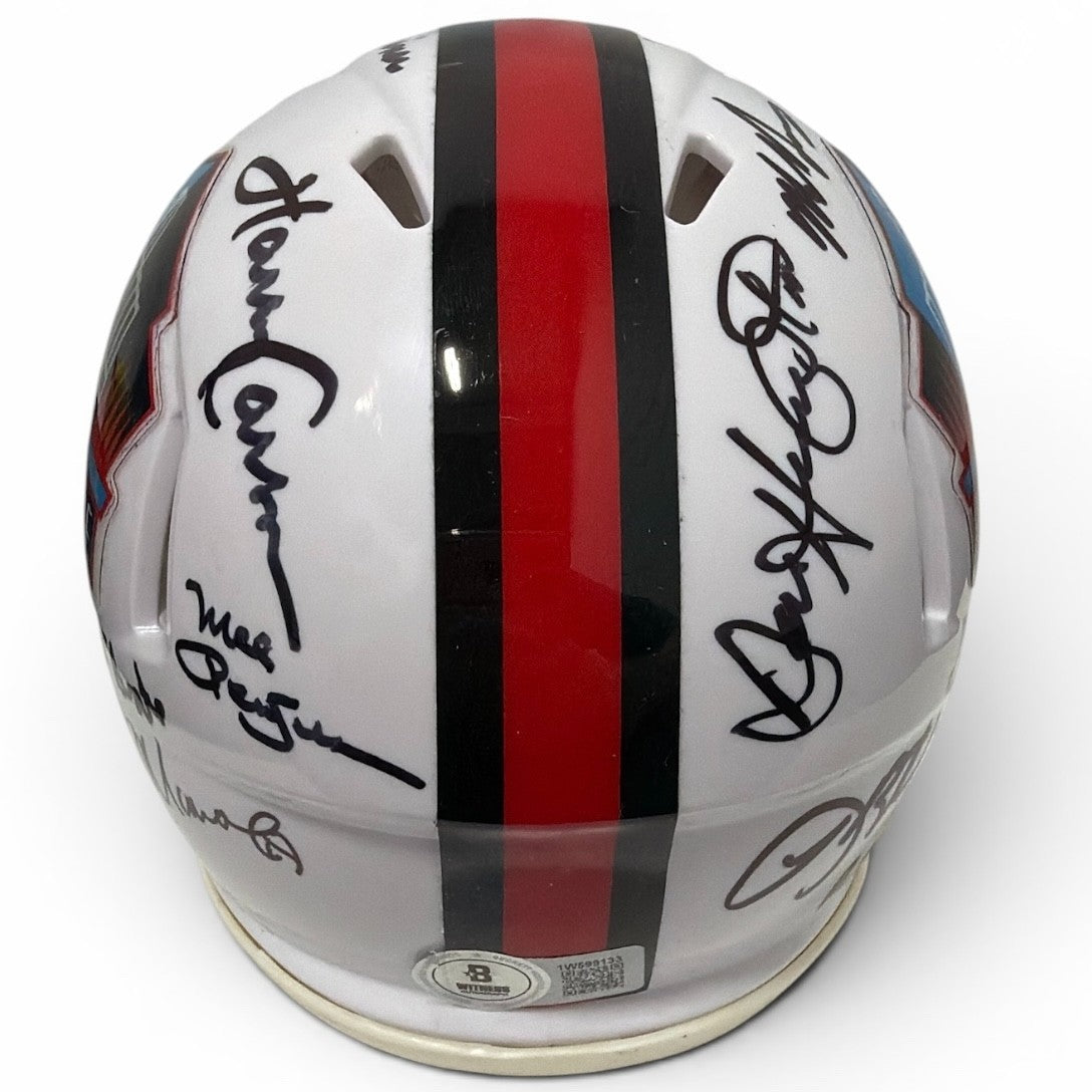 NFL Hall of Fame Multi Signed HOF Logo Mini Helmet w/ 15 Autos Beckett W BAS COA7