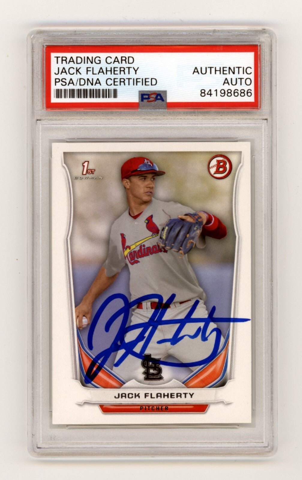 Jack Flaherty 2014 Bowman Draft DP30 1st Rookie RC Signed PSA Authentic Auto2