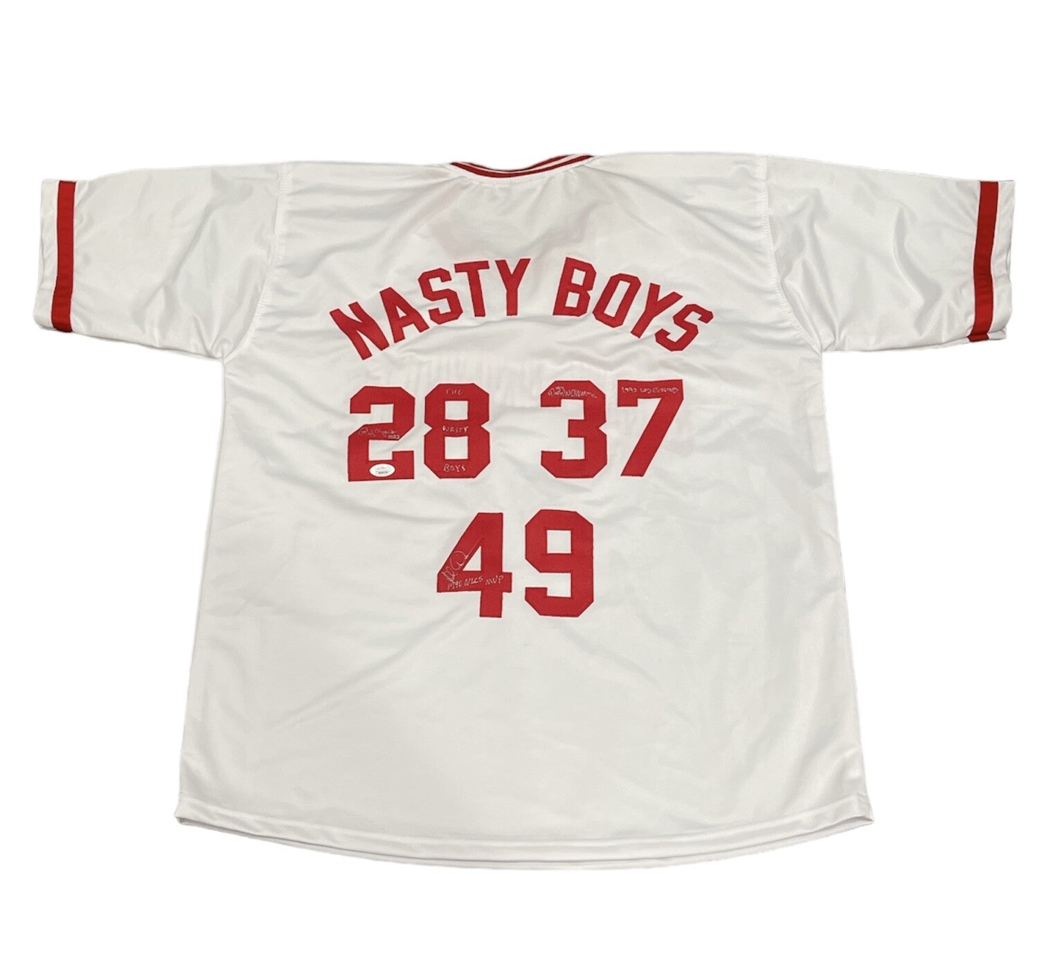 Dibble Myers Charlton Signed Custom "Nasty Boys" Jersey w/ Multi Insc JSA COA0