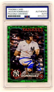 Jasson Dominguez 2024 Topps #60 Green Foilboard RC /499 PSA Authentic Auto0